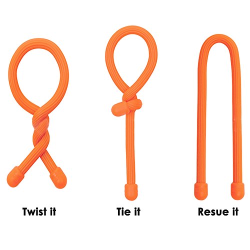 24 Stück Twist Krawatten, SENHAI 18 „12“ 3 „& 6“ Silikon Kabelbinder Wiederverwendbare Gummibänder Halter für Cord Management Cording Hanging – Schwarz, Grün, Orange, Rot - 6