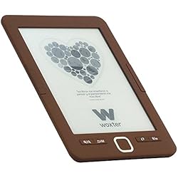 Woxter Scriba 195 - Lector de libros electrónicos de 6" (800 x 600, e-ink pearl pantalla más blanca, EPUB, PDF, micro SD, guarda más de 4000 libros, textura engomada) color chocolate