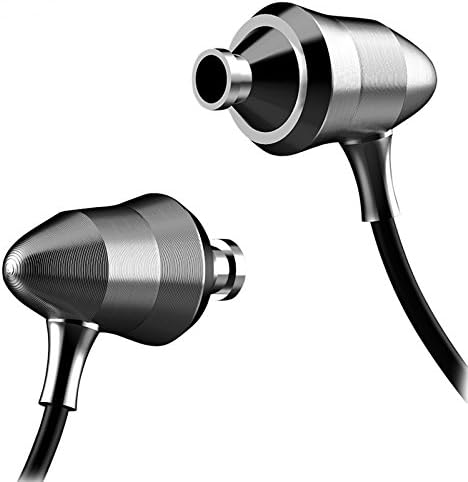 BearBizz Metal Earbuds Earphones, High Definition, in-ear, Tangle Free, Noise Isolating Headphones with Microphone &amp; In-line Control for iPhone Samsung Smartphones MP3 Players and 3.5mm Jack Devices (Silver)