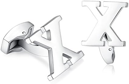 HananaMens Initial Alphabet Letter Cufflinks for Wedding Marriage Gift Silver