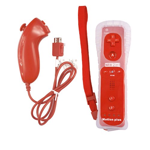 Preisvergleich Produktbild Wii-Fernbedienung und Nunchuk-Controller, Rot