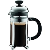 Bodum 11732 – 16 cafetera de pistón con mango ergonómico santoprène 3 tazas, acero cromado, metal cromado, 0,8 x 13 x 19 cm