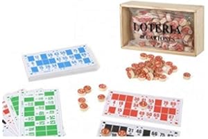 ELAELA Caja con Lotería de Madera y 48 Cartones y 90 fichas de 2 Caras.