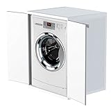 Divina Home, mueble cubrelavadora completamente de resina, doble puerta, tiradores de metal, amplio estante superior.