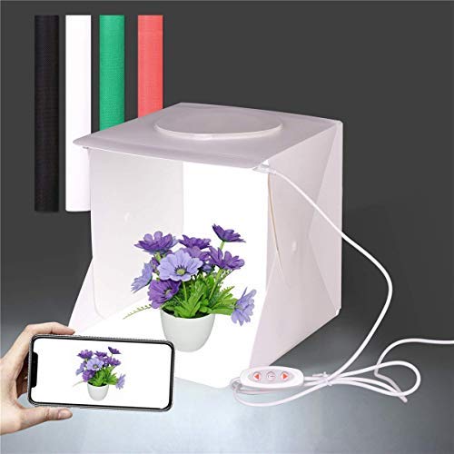 Carpa de Estudio fotográfico, Caja de Fotos con Brillo Ajustable, Caja de luz LED Plegable, Kit de softbox con 4 Fondos de Color para fotógrafos