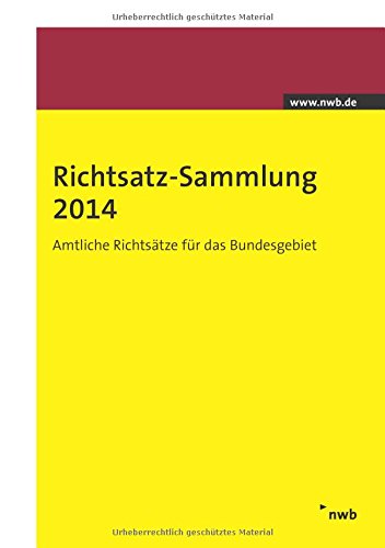 Richtsatz-Sammlung 2014: Pauschbeträge für unentgeltliche Wertabgaben