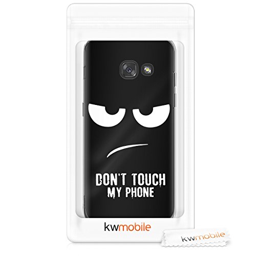 kwmobile Funda para Samsung Galaxy A3  2017  - Carcasa de  TPU  para m  vil y dise  o Don t Touch my Phone en  Blanco Negro 