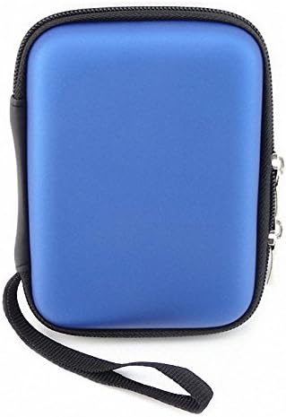 Hard Drive Bag Carry Case, Shockproof Portable PU Leather Hard Shell Zipper Carrying Case Bag for Power Banks and Hard Disk, Blue