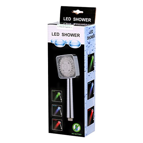 Finether LED Brause Duschkopf Verstellbare Handbrause Duschebrause temperatur Brausekopf Regenbrause mit Licht Farbwechsel 3 Farben Automatic für Dusche Badezimmer - 7
