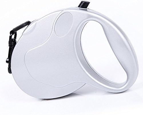 Retractable Dog Training Lead,Flexi Design Dog Leash Extendable Walking Dog Lead 5M/16Ft for Small Medium Large Dogs up to 50 kg,One Button and Lock with Reflective Belt(Silver)