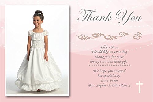 50 Personalised Girls Pink Holy Communion Thank you Cards Ref CT1 With Envelopes