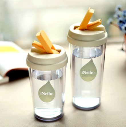 iNeibo becher to go, thermobecher, isolierbecher, trinkbecher, kaffeebecher, doppelwandiger becher, trinkflasche mit deckel & dtrohhalm. perfekt für kaffee, tee, saft, smoothies - 5