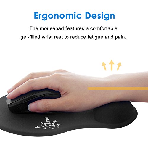 Mauspad, JETech Premium Maus Pad mit Gel Handgelenkauflage (Schwarz) – 0882 - 3