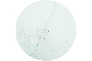 vidaXL Tablero de Mesa Vidrio Templado Diseño Mármol Muebles Mobiliario Repuesto Superficie Comrdor Jardín Patio Terraza Blanco Ø70x0,8 cm