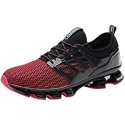 QUICKLYLY Zapatillas Hombres/Mujer Deporte Running Zapatos Correr Gimnasio Sneakers Padel Casual Deportivos Gimnasia Seguridad Puntera Trabajo Calzado Aire Libre Deportiva(Rojo,46CN)