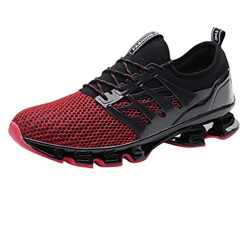 QUICKLYLY Zapatillas Hombres/Mujer Deporte Running Zapatos Correr Gimnasio Sneakers Padel Casual Deportivos Gimnasia Seguridad Puntera Trabajo Calzado Aire Libre Deportiva(Rojo,46CN)