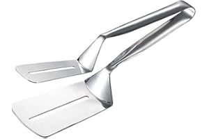 Chiyyak Double Sided Roasting Scoop Clip Stainless Steel Steak Shovel Steak Clamp Barbecue Tongs Grill Clamp for Fried Steak Baking Pizza Bread Meat