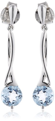 Fascination by Ellen K. - Pendientes de oro blanco de 8 quilates con topacio azul con cierre de mariposa a presión