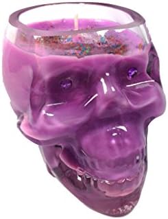 Essential Touch Candles Japanese Magnolia Skull Candle, Purple, Pink, Lilac