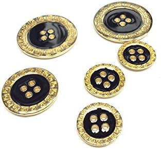 Button Jewellery Four Holes Gold Blue Lacquer Night Medusa cm 3