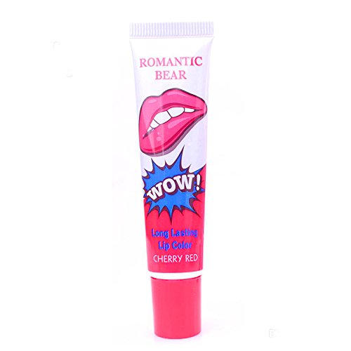 Romantic Bear Wow Long Lasting Waterproof 5 Lip Colour Lipstic Balm Gloss Matte - Cherry Red
