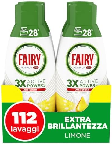 Fairy Platinum Detersivo Lavastoviglie Gel Liquido, 112 Lavaggi.
