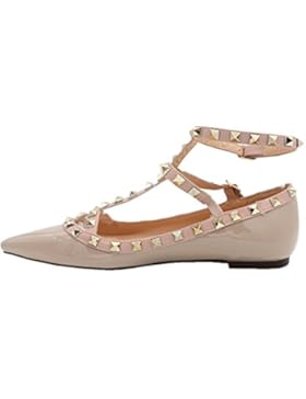 EKS Damen Niets Spitze Ankle Strap Stilett Ballerinas Flache Schuhe Flache Schuhe EU 35-46