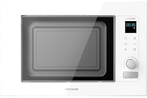 Cecotec Micro-Ondes Encastrable avec Grill Grandheat 2090 Encastrable Touch White, 1200 W, 21 Litre, Numérique, Tactile, Tactile, 8 Fonctions, Minuterie, Intérieur Revêtu de Céramique, Blanc