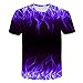 Produktbild ODRD Herren T Shirts, Oversize Shortsleeve Herren New Summer T-Shirt mit Rundhalsausschnitt Kurzarm Blue Flame 3D Printed Top Vintage Jugend Blouse Tops Basic Shirt