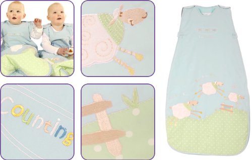 The Dream Bag Unisex Counting Sheep Baby Sleeping Bag (90 cm, 1.0 Tog, Aqua)