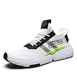  HUSK\'SWARE Herren Sneaker Laufschuhe Leichte Atmungsaktive Gym Turnschuhe Freizeit Sportschuhe Weiß Gr 45