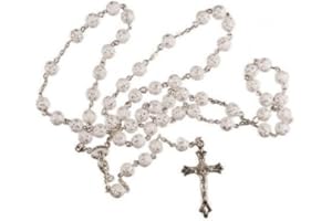 ROSARYBEADS White Bead Rosary. Strong Rosary. Metal Crucifix. Rosary.