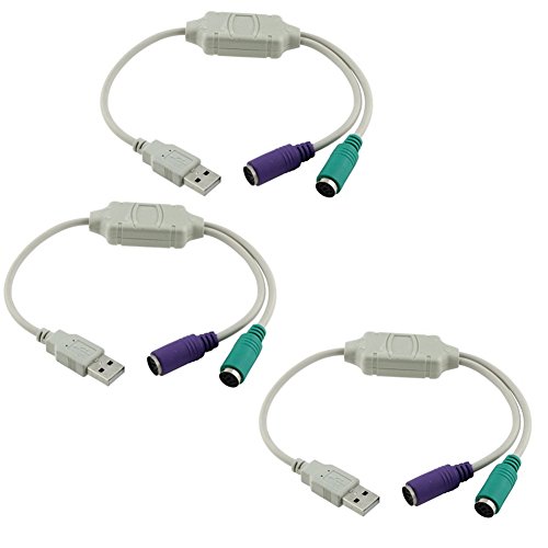 DaoRier USB zu PS/2 PS2 Adapter 2 X Mini-Din 6 Buchse USB A Stecker 2x Maus Tastatur an USB, 3 Stück