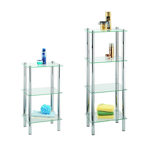 WENKO 15853100 Regal Yago viereckig mit 4 Glasablagen – Badregal, Stahl, 40 x 104 x 30 cm, Chrom - 2