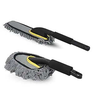 AllExtreme EX2FLD18 Multipurpose Scratch and Lint-Free Microfiber Car Cleaning Duster & Brush Vehicle Interior and Exterior Wash Cleaning Kit for Home & Automotive (2 PCS)