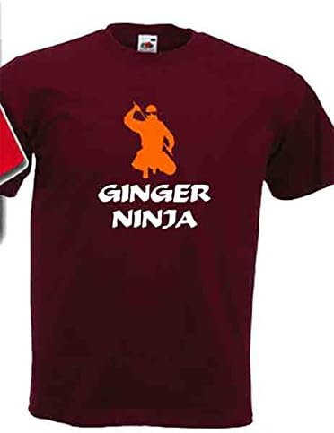 ginger ninja funny orange hair joke childrens adult boy girl men women kids & adults unisex t shirts- 5 colours (xl, burgundy)