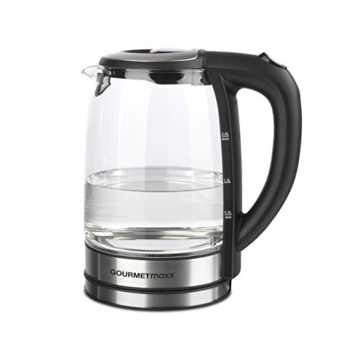 GOURMETmaxx 08107 Glas-Wasserkocher mit LED-Farbwechsel | Abschaltautomatik & Trockenschutz | 2 Liter | 2.200 Watt | Silber-Schwarz - 2