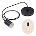 Produktbild Lixada AC85-265V 500 Watt (Max.) 1 Mt Pendelleuchte Deckenleuchte E27 Sockel Halter Retro Vintage Style für Schlafzimmer Wohnzimmer Esszimmer Restaurant Café Shop Home Dekoration
