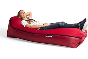 Softybag ORIGINAL Aufblasbares Sofa - Air Lounger - Luftsofa - Luftsofa Outdoor - Sommer Gadgets Luft Sofa Couch - Strandliege Aufblasbar Luftsack Outdoor Strandsack Luft (Chili Red)