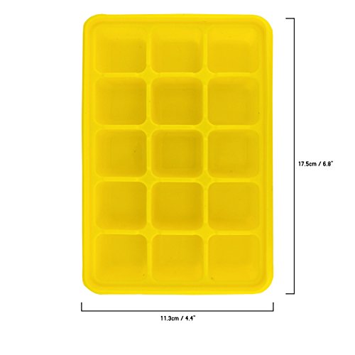 KurztyTM 4 farbenfrohe Eiswürfelschalen mit Deckel; Lebensmittelformen aus Silikon; für 15 Eiswürfel - 3
