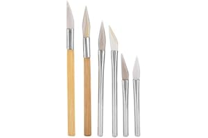 Sxhlseller 6 Stück Achat Poliermesser Set, Achat Poliermesser Set mit Bambus Eisengriff, Praktisches Achat Messer zum Polieren von Metalloberflächen, Reinigen von Schmuckschmutz