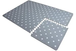 Saffri Grey & White 12mm Thick Large Mat Kids Living Room Play Yoga Gym Exercise Gym Fitness Home Office Rug Carpet