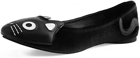 Women's Black Velvet Kitty Flats