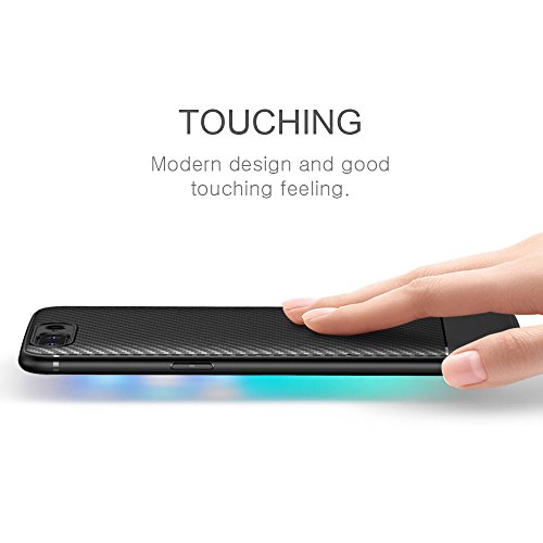 Funda OnePlus 5  Leathlux Carcasa OnePlus 5 Suave Silicona TPU Back Bumper Anti deslizamiento Skin Cover Fibra de Carbono Case Cover para OnePlus 5 5 5  - Negro