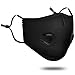 Produktbild Verschmutzung Maske mit Ventil waschbar Staub Atemschutzmaske aus Baumwolle Mund Masken mit austauschbaren 5-Schicht-Filter für Männer Frauen (Maske + 2 Filter + 2 Ventil) (Schwarz)