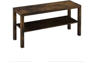 URBNLIVING 2 Tier TV Bench Entertainment Media Stand Cabinet Wooden Storage Display Unit Center Shelf, Modern TV Console Table for Living Room Bedroom -Rustic Brown, H45cm x W90cm x D30cm