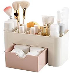 Bonjouree Tiroir de Rangement Bureau Maquillage Cosmétique Supports Boîte économiser de l'espace (Rose)