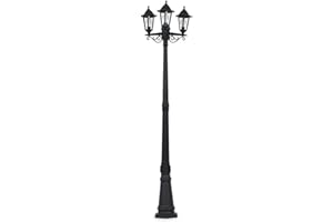 MiniSun | Traditional 2.2m Black 3 Way IP44 Outdoor Garden Lamp Post Light Complete with 3 x 4w LED Candle Bulbs | Outdoor Lights & Home/Garden Improvements Essential |