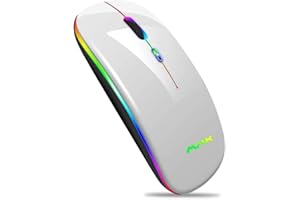 aMZCaSE Wireless Bluetooth Mouse, Slim Mouse 2.4G Portable USB Optical Wireless Mice, LED Rechargeable Dual ModeMouse for Laptop, PC, Mac OS, Android, Windows,Gray