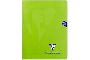 Clairefontaine - Ref 353741C - Mimeys Side Stapled Notebook (96 Pages) - A5+ Size, Polypro Cover, 90gsm Brushed Vellum Paper, Séyès Ruling - Green Cover